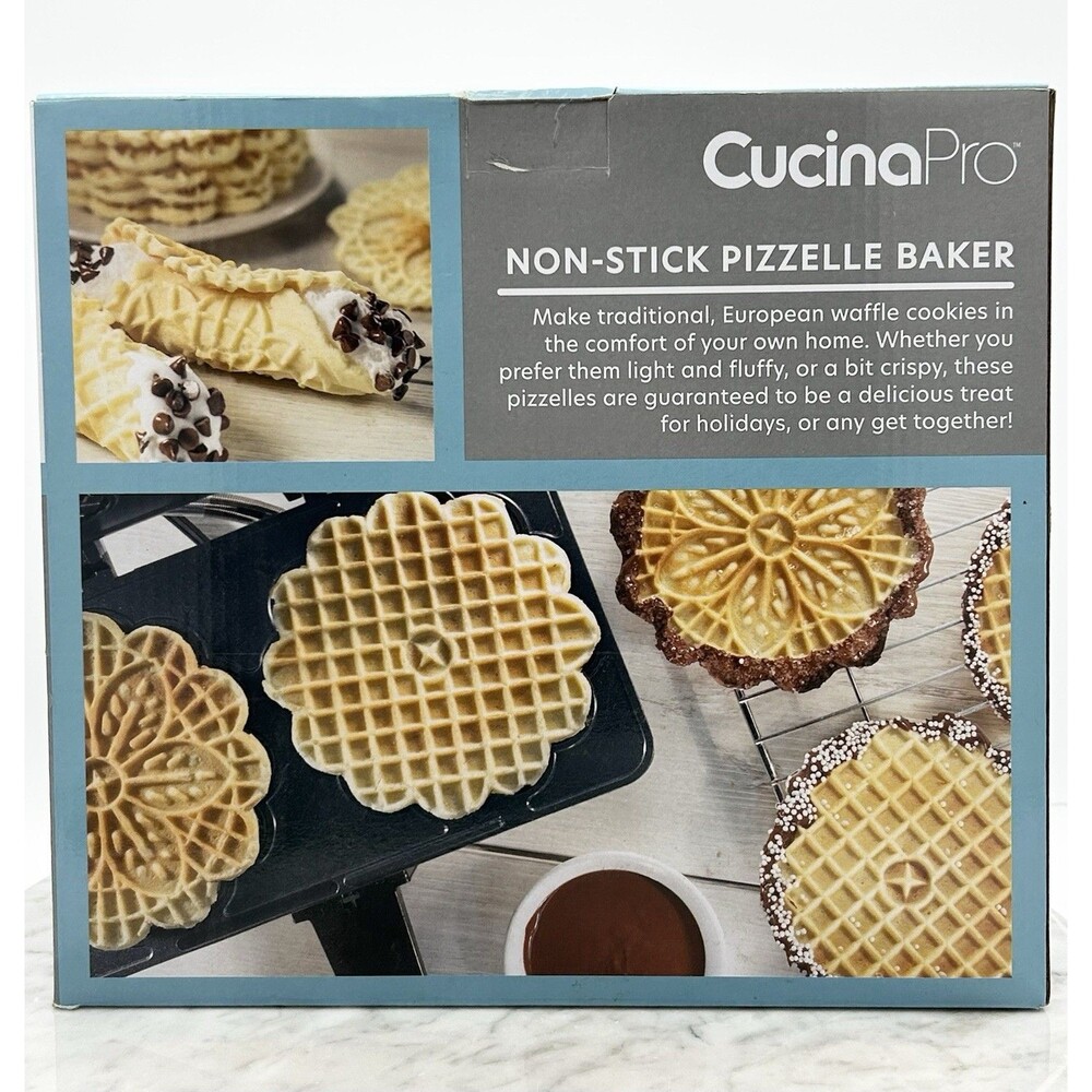 Pizzelle Maker Nonstick Electric Baker Press Makes Two 5-Inch Cookies CucinaPro - Picture 2 of 7